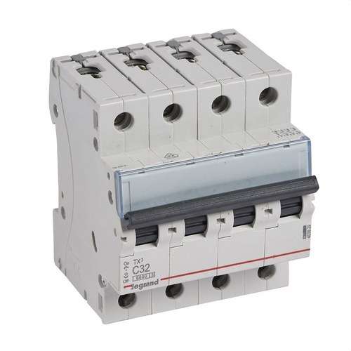 Disjoncteur TX3 4P 32A Courbe C Courbe C 6kA avec la référence 403629 de la marque LEGRAND