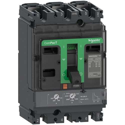 Disjoncteur automatique ComPacT NSX160F 36kA AC 3P3R 160A TMD avec la référence C16F3TM160 de la marque SCHNEIDER ELECTRIC