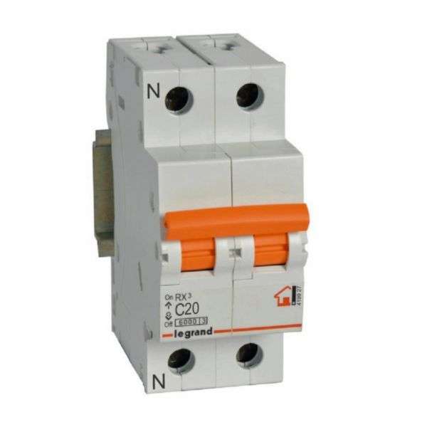 Disjoncteur magnétothermique RX³ - 1P+N - 230V~ - 20A - courbe C avec la référence 419927 de la marque LEGRAND