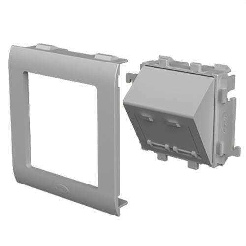 Plaque inclinée 2 RJ45 couleur aluminium 80mm U24X avec la référence 93754-03 de la marque UNEX