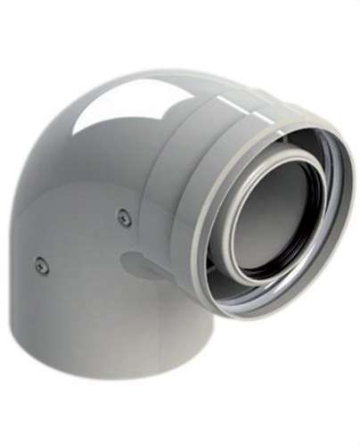 Coude cheminée diamètre 60/100 À 90º mâle-femelle PP/Acier laqué avec la référence 610-90MHP15 de la marque FIG
