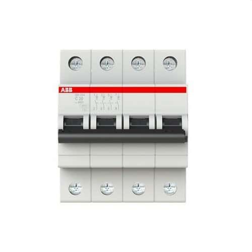 Disjoncteur SH204-C20 4P 20A Courbe C Courbe C 6kA avec la référence 2CDS214001R0204 de la marque ABB