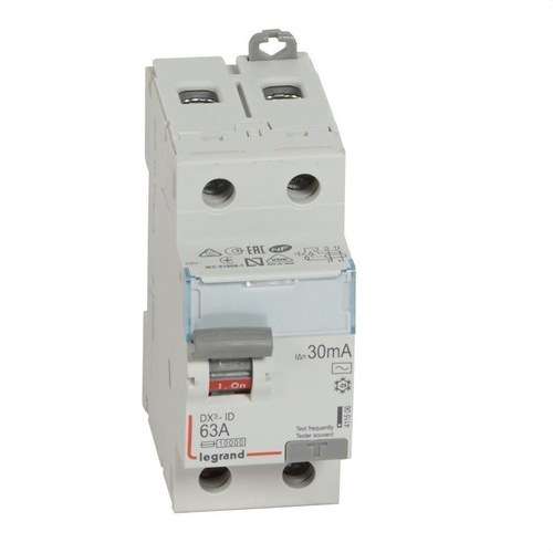 Disjoncteur différentiel DX3 2P 63A 30mA Classe AC avec la référence 411506 de la marque LEGRAND