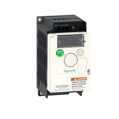 Variateur de vitesse ALTIVAR-12 0,75KW 240V 1PH avec la référence ATV12P075M2 de la marque SCHNEIDER ELECTRIC