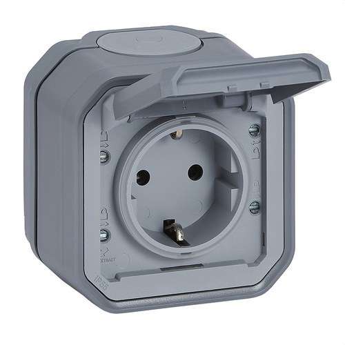 Bloc de prises monobloc en saillie Plexo IP55 connexion par vis gris avec la référence 069733L de la marque LEGRAND