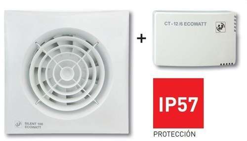 Kit Extracteur de salle de bain SILENT-100 CRZ 12VDC ECOWATT + CT-12/6 RE avec la référence 5210614800 de la marque SOLER & PALAU