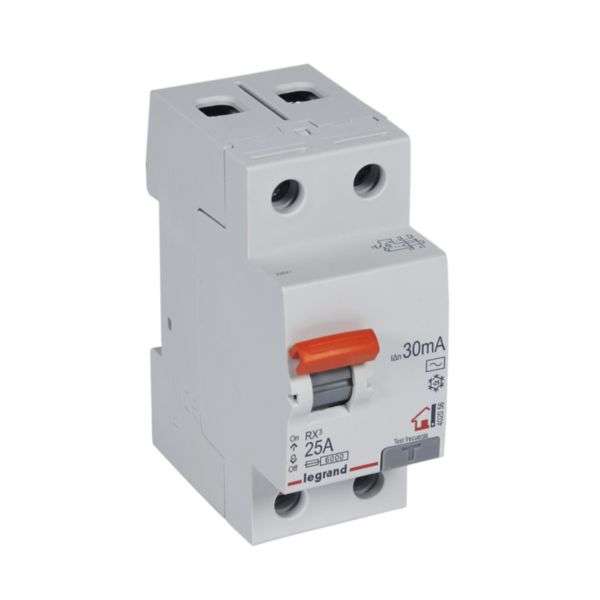 Interrupteur différentiel RX³ - 2P - 230V~ - 30mA - 25A - Type AC avec la référence 402056 de la marque LEGRAND