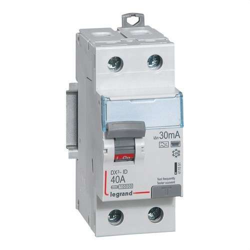 Disjoncteur différentiel DX3 2P 40A 30mA Classe HPI avec la référence 411591 de la marque LEGRAND