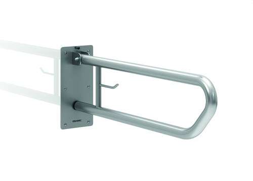 Barre d'appui rabattable 800mm porte-rouleaux inox brillant avec la référence GW11 07 04 02 de la marque GENWEC
