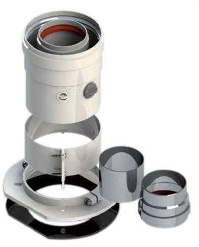 Sortie coaxiale verticale multicompatible 60/100mm aluminium blanc avec la référence 610CVMULTIP1 de la marque FIG