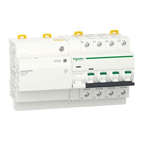 Parafoudre transitoire et permanent IGA Acti9 Combi SPU 3P+N 63A avec la référence A9L20763 de la marque SCHNEIDER ELECTRIC