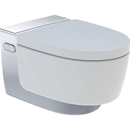 Toilette bidet suspendue Geberit AquaClean Mera Comfort blanc et chrome avec la référence 146.212.21.1 de la marque GEBERIT