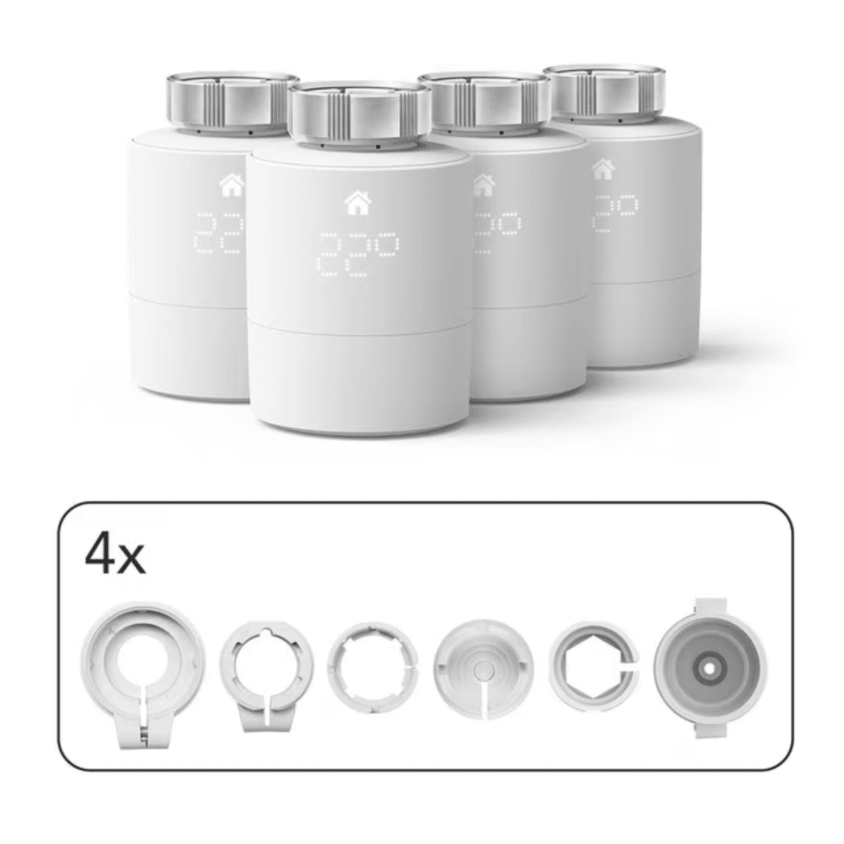 Pack de 4 têtes thermostatiques intelligentes Tado V3+ pour radiateur avec la référence SRT 4 de la marque TADO