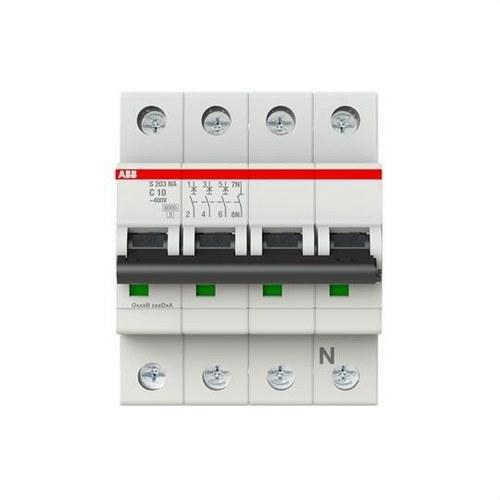 Disjoncteur magnétothermique S203-C10NA 3P+N 10A Courbe C 10kA avec la référence 2CDS253103R0104 de la marque ABB