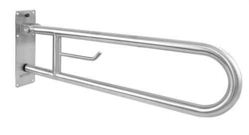 Barre d'appui rabattable avec porte-rouleau de 800mm en acier inoxydable brillant avec la référence 15051.80.B de la marque NOFER