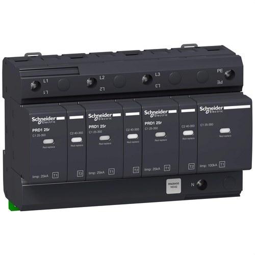 Dispositif de protection contre les surtensions PRD1-25r ·p+N 23/400-350V avec cartouche connectable avec la référence 16332 de la marque SCHNEIDER ELECTRIC