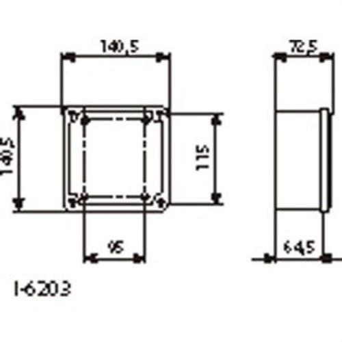 Boîtier de dérivation aveugle avec couvercle opaque 130x130x60mm avec la référence I-6203 de la marque BJC