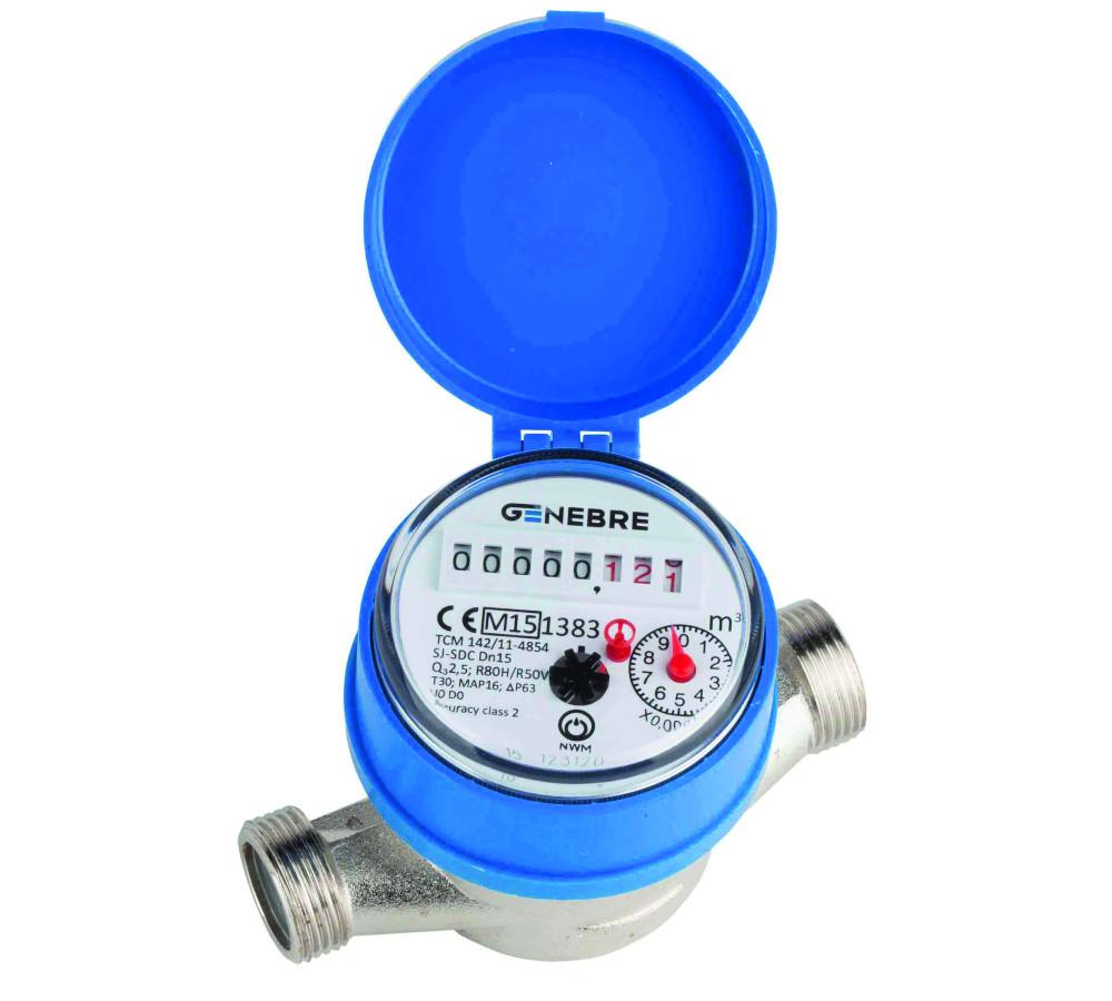 Compteur d'eau froide à jet unique 3/4x3/4" DN15 avec la référence 6110C 05 de la marque GENEBRE