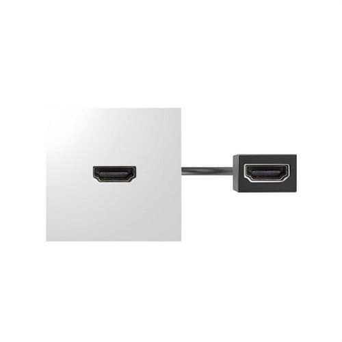 Connecteur HDMI Type "A" femelle-femelle avec rallonge et plaque intégrée blanc Simon 400 avec la référence 40001194-030 de la marque SIMON