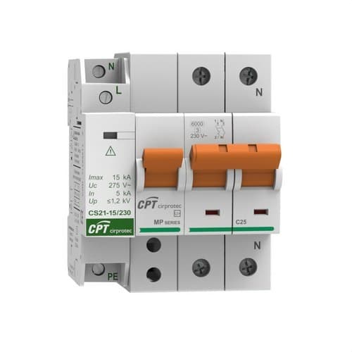 Parafoudre permanent IGA 1P+N 25A avec la référence 77706395C de la marque CIRPROTEC