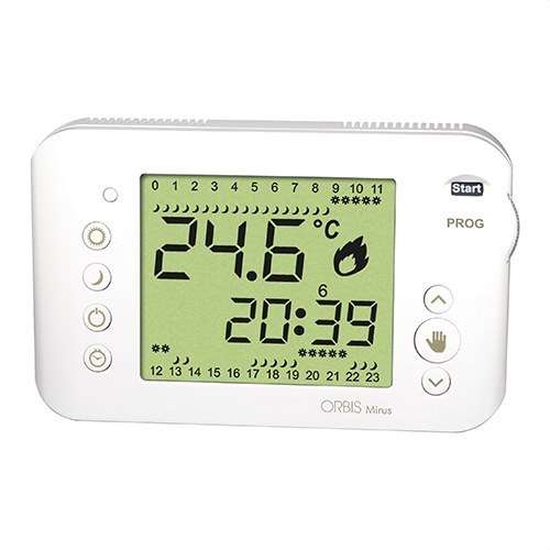 Thermostat programmable digital hebdomadaire MIRUS blanc avec la référence OB324700 de la marque ORBIS