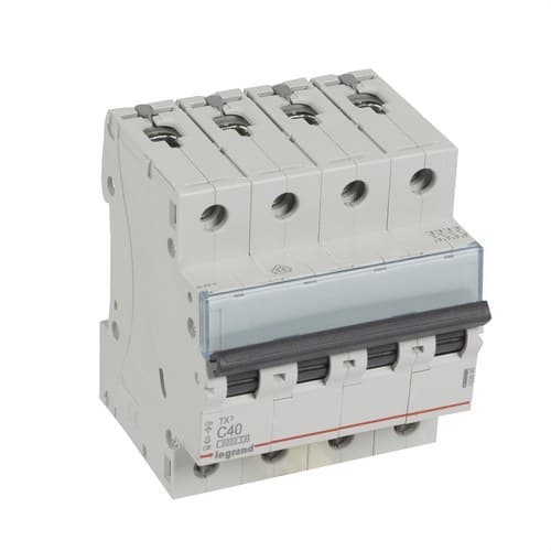 Disjoncteur TX3 4P 40A Courbe C Courbe C 6kA avec la référence 403630 de la marque LEGRAND