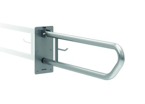 Barre d'appui rabattable 600mm porte-rouleaux inox satiné avec la référence GW11 08 04 01 de la marque GENWEC