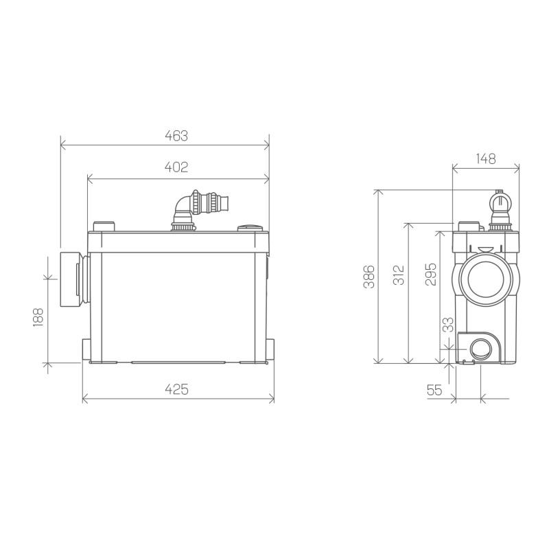 Sanibroyeur SFA SANIPACK pour toilettes et salles de bains suspendues avec la référence 0101422 de la marque SFA SANITRIT