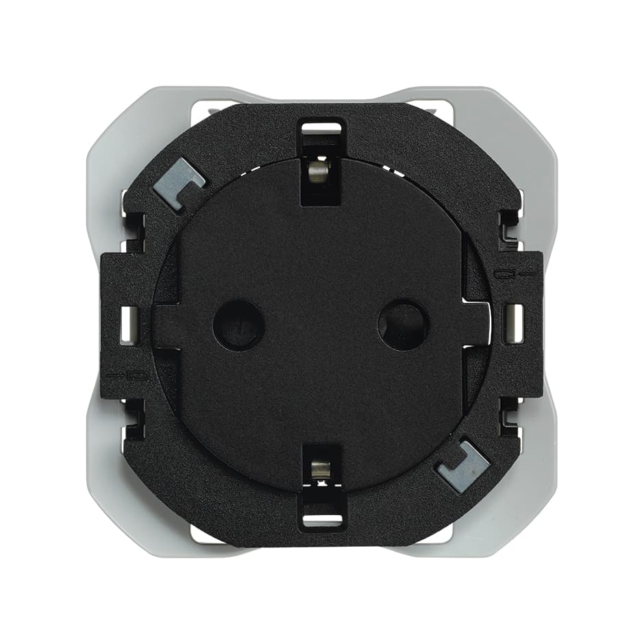 Prise schuko clean 16A 250 V~ avec système de connexion à vis noir mat Simon 270 avec la référence 20000434-098 de la marque SIMON