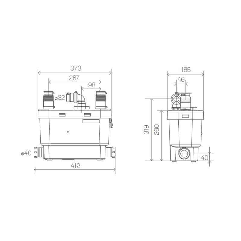 Pompe d'évacuation SFA SANISPEED pour usage intensif dans les cuisines et buanderies avec la référence 0101300 de la marque SFA SANITRIT