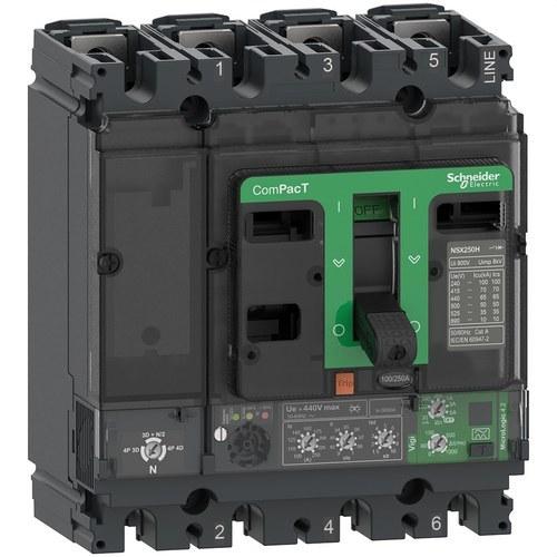 Disjoncteur ComPacT NSX250F 36kA AC 4P4R 250A Micrologic 4.2 avec la référence C25F44V250 de la marque SCHNEIDER ELECTRIC