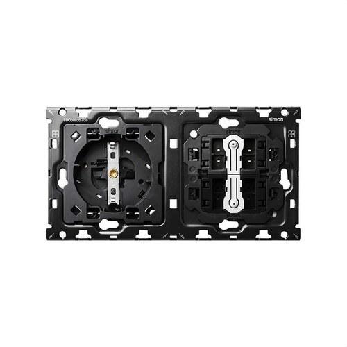 Kit back pour 2 éléments avec 1 prise Schuko et 2 interrupteurs poussoirs Simon 100 avec la référence 10010204-039 de la marque SIMON