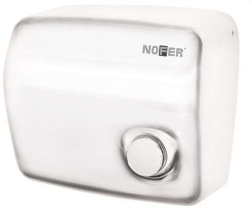 Sèche-mains avec bouton-poussoir KAI en acier inoxydable brillant avec la référence 01250.W de la marque NOFER