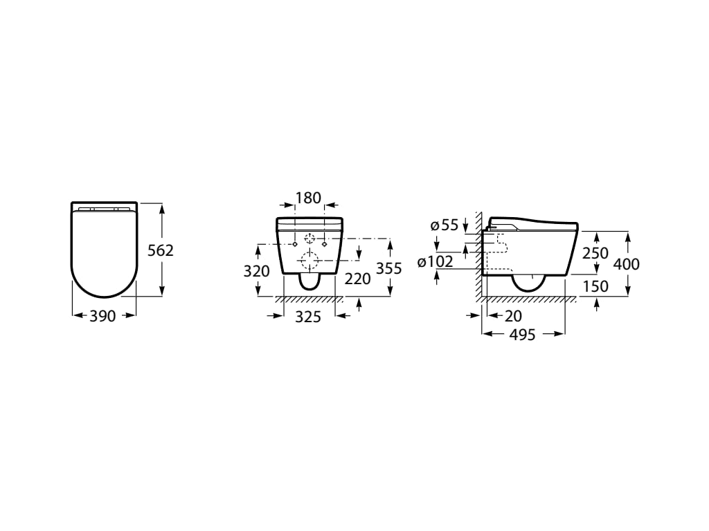 Toilette intelligente suspendue In-Wash® Inspira Roca Rimless avec la référence A803060001 de la marque ROCA