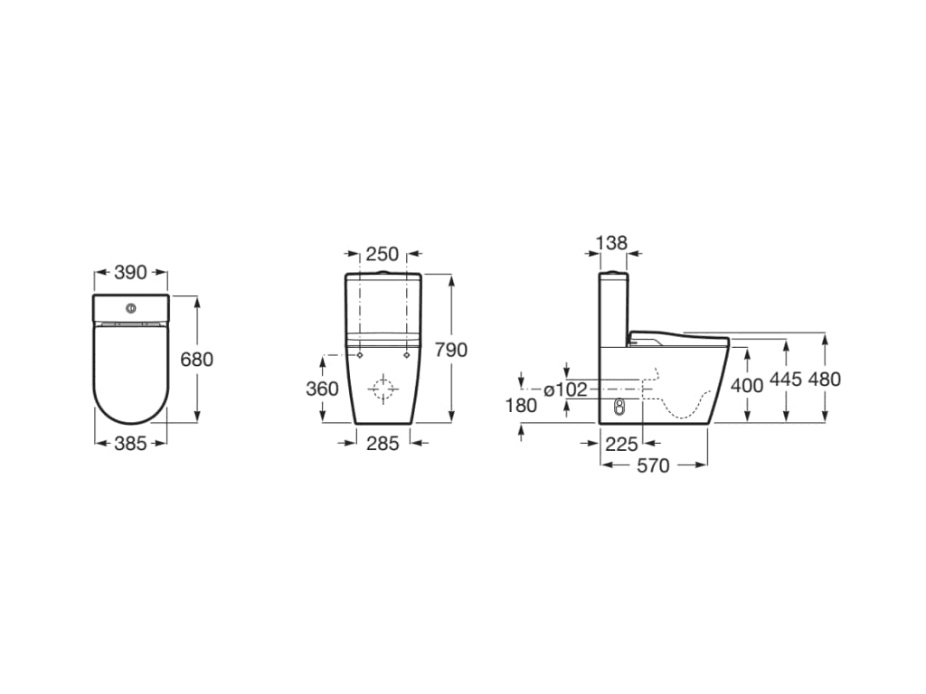 Toilette intelligente In-Wash® Inspira adossée au mur Roca Rimless avec la référence A80306L001 de la marque ROCA