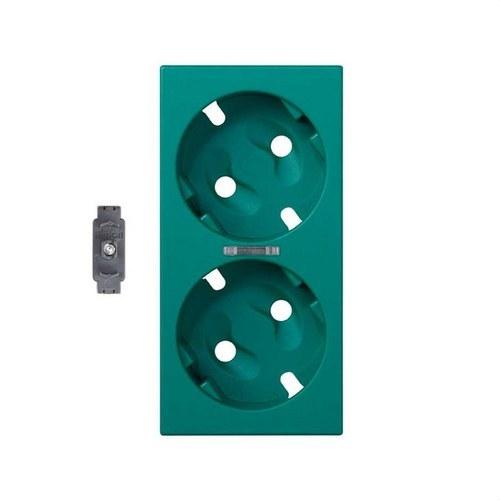 Plaque pour le mécanisme de la base de prise schuko double avec voyant et indicateur LED vert Simon 500 Cima avec la référence 50011041-065 de la marque SIMON