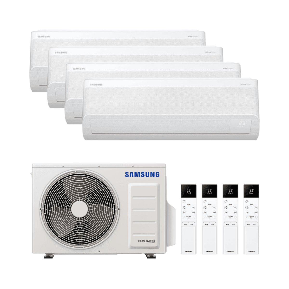 Climatiseur 4x1 avec wifi Samsung WindFree Comfort S2 2,5kW (3) + 3,5kW avec la référence KITSAMWFCS209(03)+12 de la marque SAMSUNG