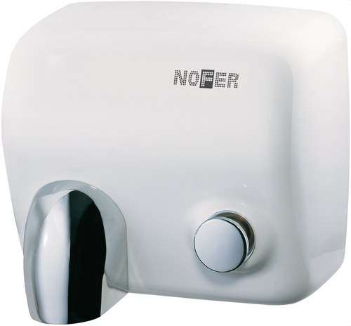 Sèche-mains avec bouton-poussoir CYCLON en acier inoxydable blanc avec la référence 01100.W de la marque NOFER