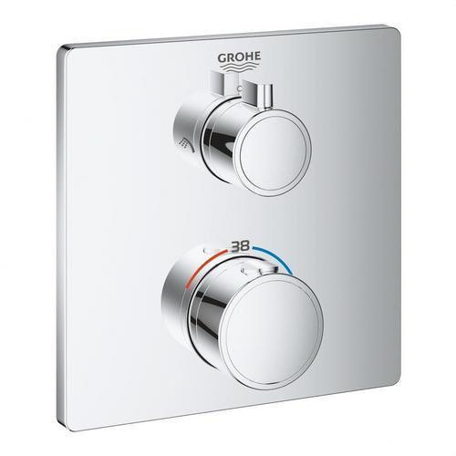 Thermostat de douche pour 2 sorties avec fermeture et inverseur intégré Grohtherm - Chrome avec la référence 24079000 de la marque GROHE
