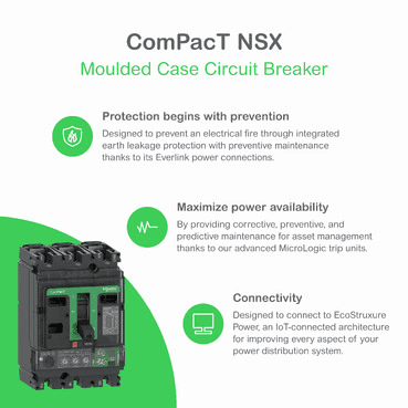 Disjoncteur ComPacT NSX250N 50kA AC 4P4R 250A TMD avec la référence C25N4TM250 de la marque SCHNEIDER ELECTRIC