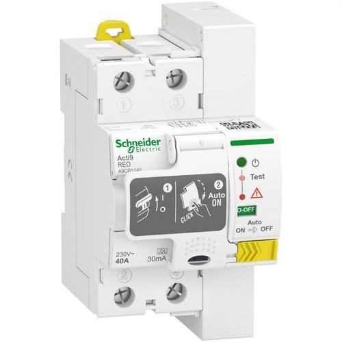 Disjoncteur différentiel auto-réarmable Acti9 RED 2P 40A 30 mA Type A avec la référence A9CR1240 de la marque SCHNEIDER ELECTRIC