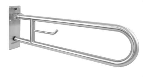 Barre d'appui rabattable avec porte-rouleau de 800mm en acier inoxydable brillant avec la référence 15051.80.B de la marque NOFER