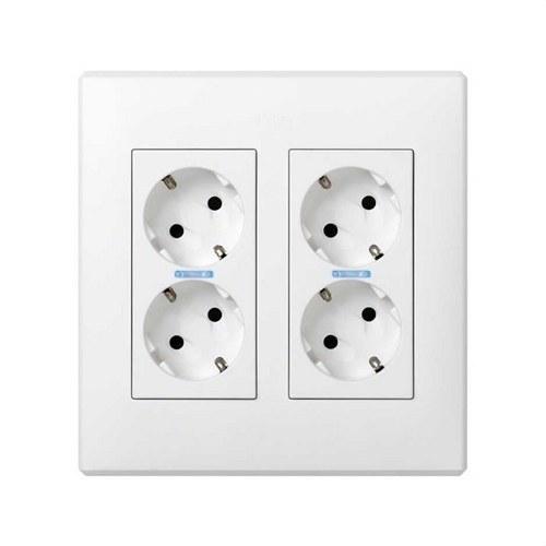 Kit boîte murale en surface ou encastrée pour 2 éléments doubles avec 2 prises doubles blanches Simon 500 Cima avec la référence 51000201-030 de la marque SIMON