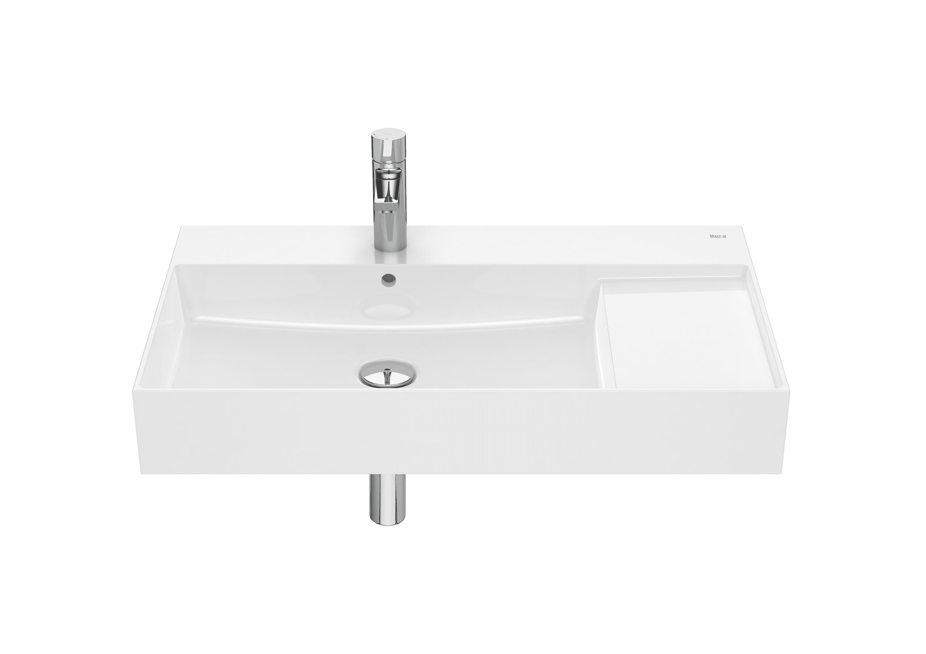 Lavabo mural asymétrique en Fineceramic® Roca Inspira 800x490mm avec la référence A32752B000 de la marque ROCA