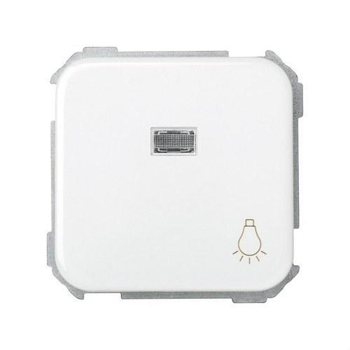 Bouton-poussoir avec gravure lumière lumineuse intégrée et système de raccordement rapide blanc Simon 31 avec la référence 31661-30 de la marque SIMON