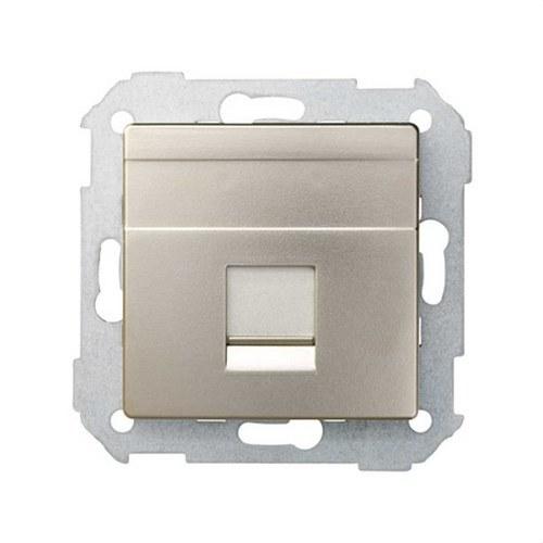 Plaque de voix et données plate avec cache-poussière pour 1 connecteur RJ45 AMP® aluminium Simon 82 avec la référence 82005-34 de la marque SIMON