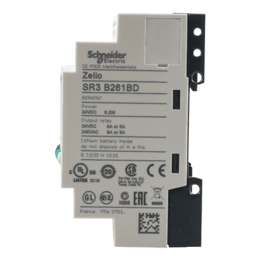 Relais programmable modulaire Zelio Logic 26 entrées/sorties avec la référence SR3B261BD de la marque SCHNEIDER ELECTRIC
