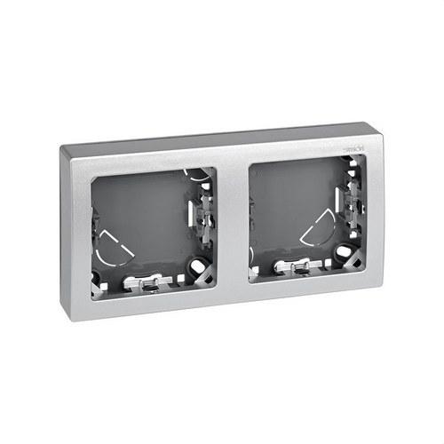 Cadre avec base pour 2 éléments aluminium Simon 73 Loft avec la référence 73620-63 de la marque SIMON