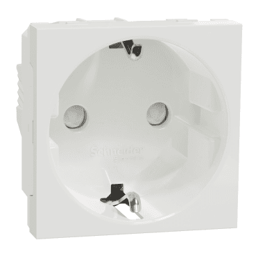 Prise de courant schuko blanc polaire New Unica avec la référence NU303718 de la marque SCHNEIDER ELECTRIC