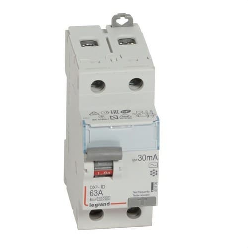 Disjoncteur différentiel DX3 2P 63A 30mA Classe AC avec la référence 411506 de la marque LEGRAND